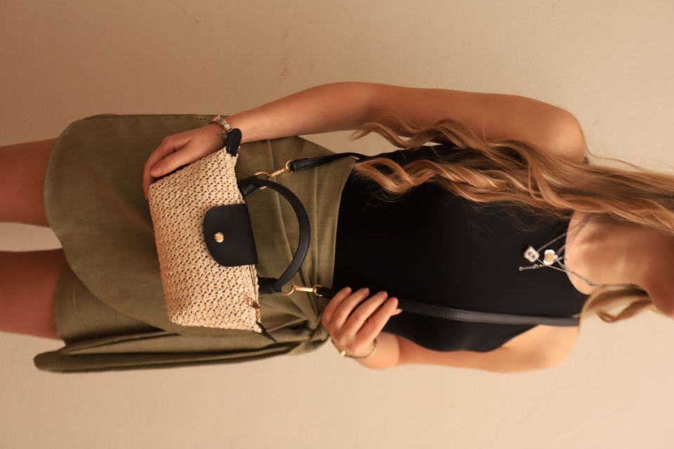 Mini Straw Black Crossbody Bag