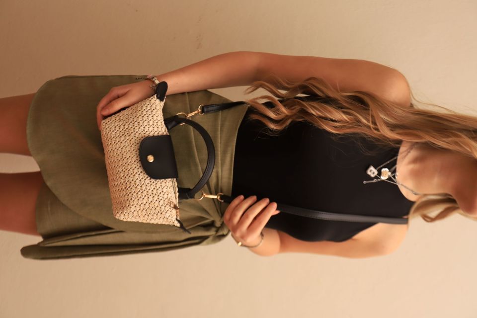 Mini Straw Black Crossbody Bag